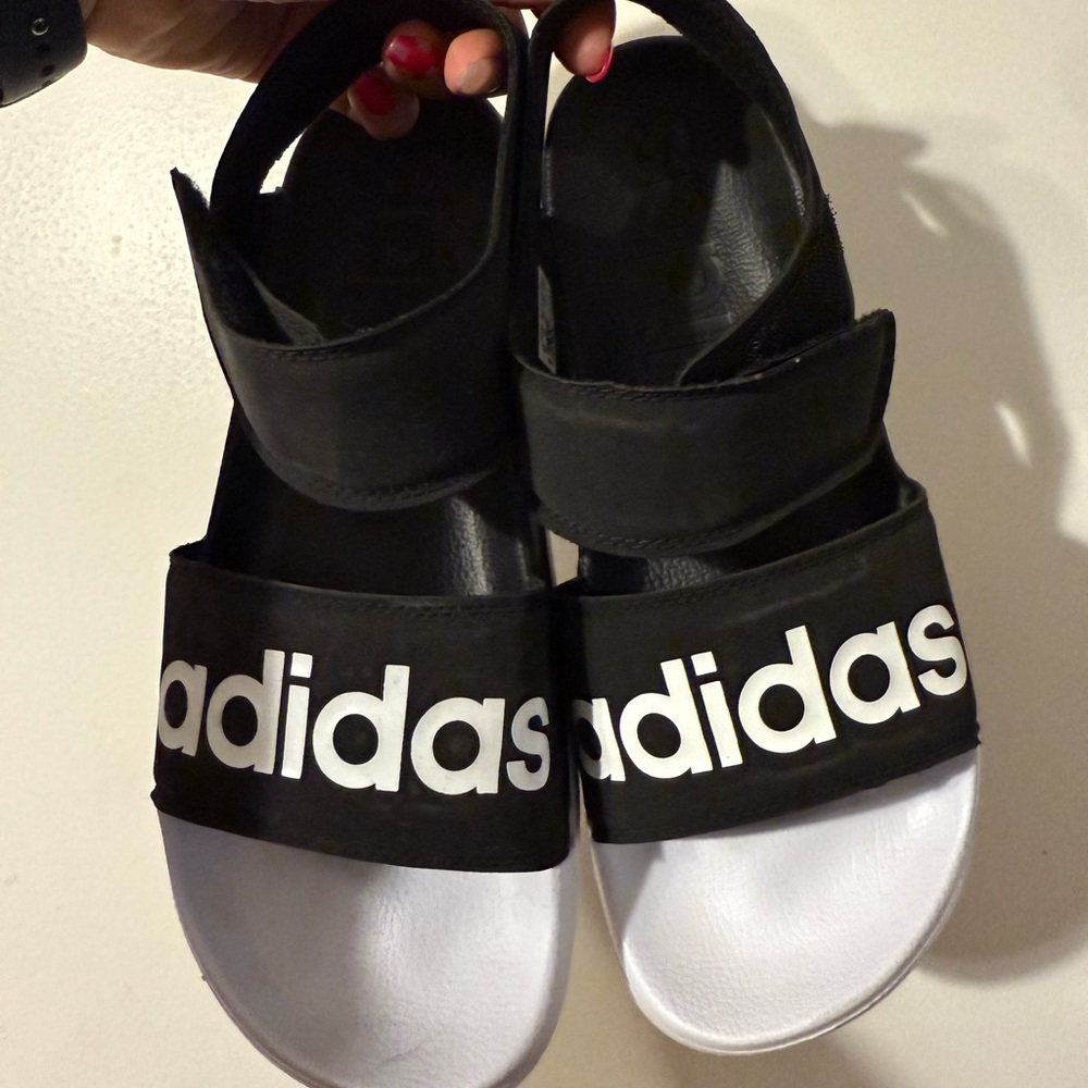 adidas Black and White Womens Slide Sandals
